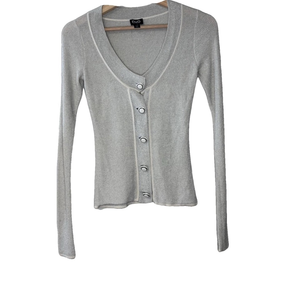 Dolce & Gabbana Gray Long Sleeve Fitted Blouse